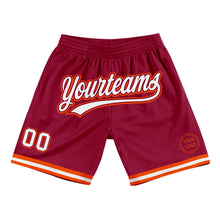 Load image into Gallery viewer, Custom Maroon White-Orange Authentic Throwback Basketball Shorts

