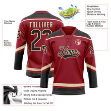 Load image into Gallery viewer, Custom Maroon Black-City Cream Hockey Lace Neck Jersey
