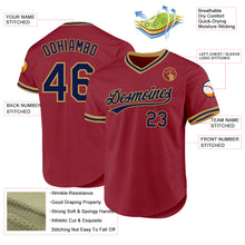 Load image into Gallery viewer, Custom Maroon Navy-Old Gold Authentic Throwback Baseball Jersey
