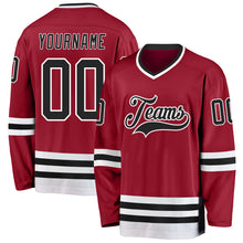Load image into Gallery viewer, Custom Maroon Black-White Hockey Jersey
