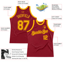 Load image into Gallery viewer, Custom Maroon Gold Authentic Throwback Basketball Jersey
