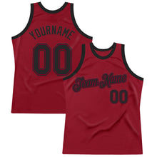 Load image into Gallery viewer, Custom Maroon Black Authentic Throwback Basketball Jersey
