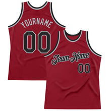 Load image into Gallery viewer, Custom Maroon Black-Gray Authentic Throwback Basketball Jersey
