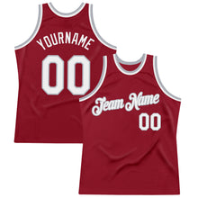 Load image into Gallery viewer, Custom Maroon White-Gray Authentic Throwback Basketball Jersey
