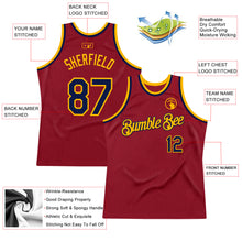 Load image into Gallery viewer, Custom Maroon Navy-Gold Authentic Throwback Basketball Jersey
