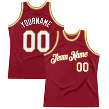Load image into Gallery viewer, Custom Maroon White-Old Gold Authentic Throwback Basketball Jersey
