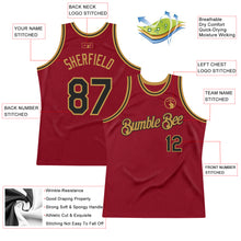 Load image into Gallery viewer, Custom Maroon Black-Old Gold Authentic Throwback Basketball Jersey
