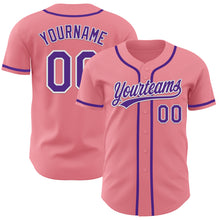 Load image into Gallery viewer, Custom Medium Pink Purple-White Authentic Baseball Jersey
