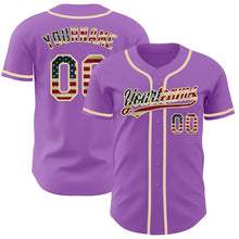 Load image into Gallery viewer, Custom Medium Purple Vintage USA Flag-Cream Authentic Baseball Jersey
