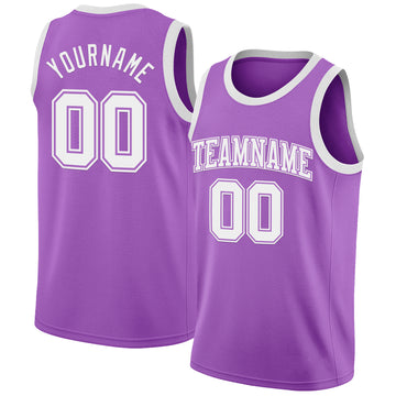 Custom Medium Purple White Authentic Basketball Jerse