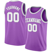 Load image into Gallery viewer, Custom Medium Purple White-Gray Authentic Basketball Jersey
