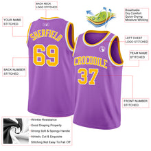 Load image into Gallery viewer, Custom Medium Purple Gold-White Authentic Basketball Jersey
