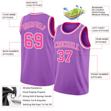Load image into Gallery viewer, Custom Medium Purple Pink-White Authentic Basketball Jersey
