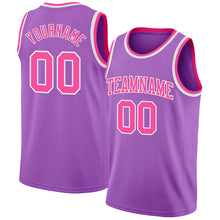 Load image into Gallery viewer, Custom Medium Purple Pink-White Authentic Basketball Jersey
