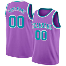 Load image into Gallery viewer, Custom Medium Purple Teal-White Authentic Basketball Jersey
