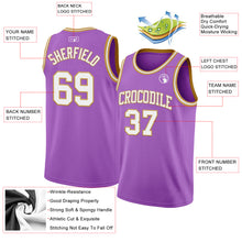 Load image into Gallery viewer, Custom Medium Purple White-Old Gold Authentic Basketball Jersey
