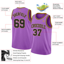 Load image into Gallery viewer, Custom Medium Purple Black-Old Gold Authentic Basketball Jersey
