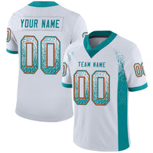 Load image into Gallery viewer, Custom White Aqua-Orange Drift Fashion Football Jersey
