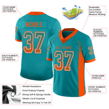 Load image into Gallery viewer, Custom Aqua Orange-White Drift Fashion Football Jersey
