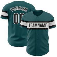 Load image into Gallery viewer, Custom Midnight Green Black-White Authentic Baseball Jersey
