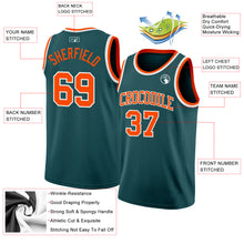 Load image into Gallery viewer, Custom Midnight Green Orange-White Authentic Basketball Jersey
