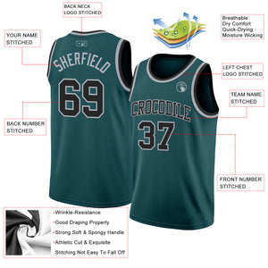 Custom Midnight Green Black-Gray Authentic Basketball Jersey
