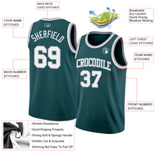 Load image into Gallery viewer, Custom Midnight Green White-Gray Authentic Basketball Jersey
