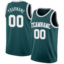 Load image into Gallery viewer, Custom Midnight Green White-Gray Authentic Basketball Jersey
