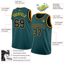 Load image into Gallery viewer, Custom Midnight Green Navy-Gold Authentic Basketball Jersey
