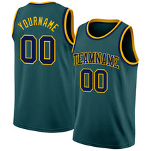 Load image into Gallery viewer, Custom Midnight Green Navy-Gold Authentic Basketball Jersey
