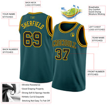 Load image into Gallery viewer, Custom Midnight Green Black-Gold Authentic Basketball Jersey
