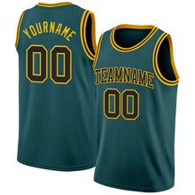 Load image into Gallery viewer, Custom Midnight Green Black-Gold Authentic Basketball Jersey
