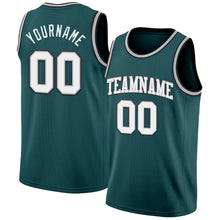 Load image into Gallery viewer, Custom Midnight Green White Gray-Black Authentic Basketball Jersey
