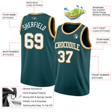 Load image into Gallery viewer, Custom Midnight Green White-Old Gold Authentic Basketball Jersey

