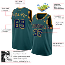 Load image into Gallery viewer, Custom Midnight Green Navy-Old Gold Authentic Basketball Jersey
