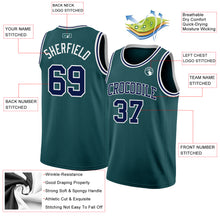 Load image into Gallery viewer, Custom Midnight Green Navy-White Authentic Basketball Jersey
