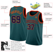 Load image into Gallery viewer, Custom Midnight Green Navy-Orange Authentic Basketball Jersey
