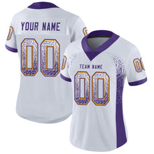 Load image into Gallery viewer, Custom White Purple-Gold Drift Fashion Football Jersey
