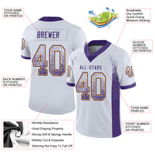 Load image into Gallery viewer, Custom White Purple-Gold Drift Fashion Football Jersey

