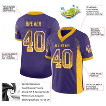 Load image into Gallery viewer, Custom Purple Gold-White Drift Fashion Football Jersey

