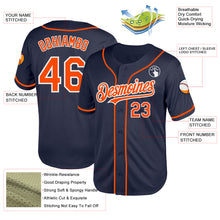 Load image into Gallery viewer, Custom Navy Orange-White Mesh Authentic Throwback Baseball Jersey
