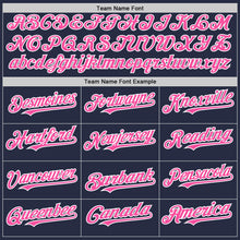 Load image into Gallery viewer, Custom Navy Pink-White Mesh Authentic Throwback Baseball Jersey
