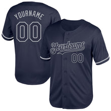 Load image into Gallery viewer, Custom Navy Gray Mesh Authentic Throwback Baseball Jersey

