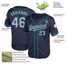 Load image into Gallery viewer, Custom Navy Gray-Teal Mesh Authentic Throwback Baseball Jersey
