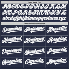 Load image into Gallery viewer, Custom Navy White-Gray Mesh Authentic Throwback Baseball Jersey
