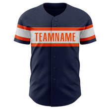 Load image into Gallery viewer, Custom Navy White-Orange Authentic Baseball Jersey
