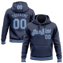 Load image into Gallery viewer, Custom Stitched Navy Light Blue Sports Pullover Sweatshirt Hoodie
