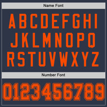 Load image into Gallery viewer, Custom Navy Orange Mesh Authentic Throwback Football Jersey
