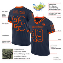Load image into Gallery viewer, Custom Navy Orange Mesh Authentic Throwback Football Jersey
