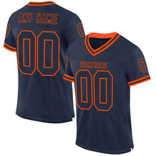 Load image into Gallery viewer, Custom Navy Orange Mesh Authentic Throwback Football Jersey
